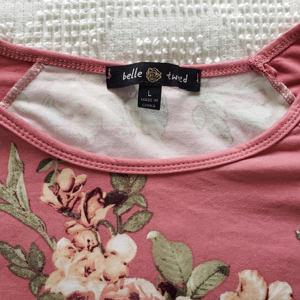 DONATING SOON Rose Mauve Floral Baseball Tee - Picture 2 of 5